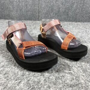 Teva Sandals Womens Size 7 Pink Orange Metallic Platform Strappy Shoes